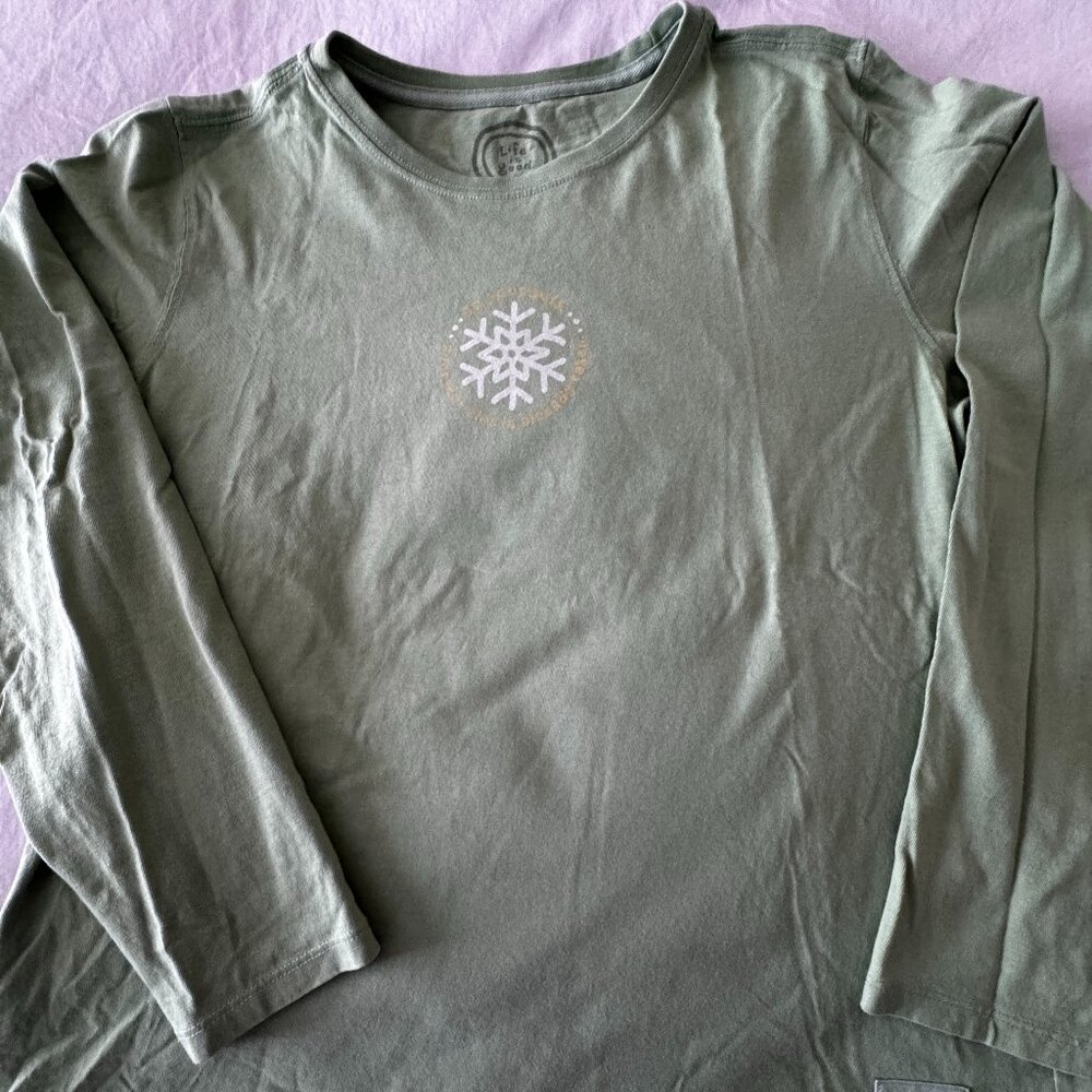 Life is Good LS Womens "Be Yourself" Crusher T-shirt, Green, Like New Sz M
